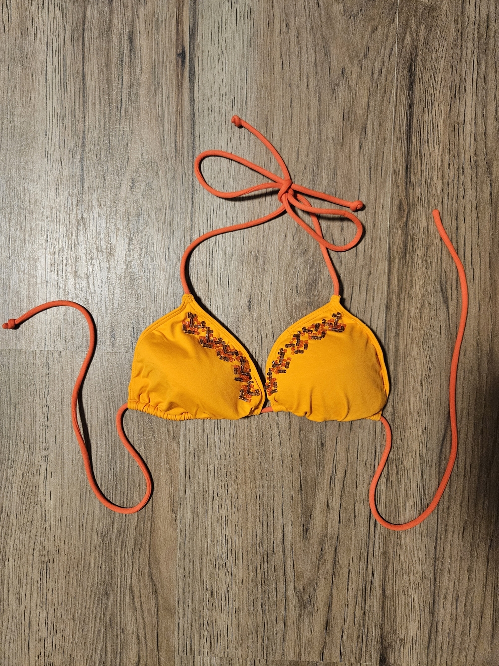 Hollister Orange Triangle Bikini Top with Beaded Accent